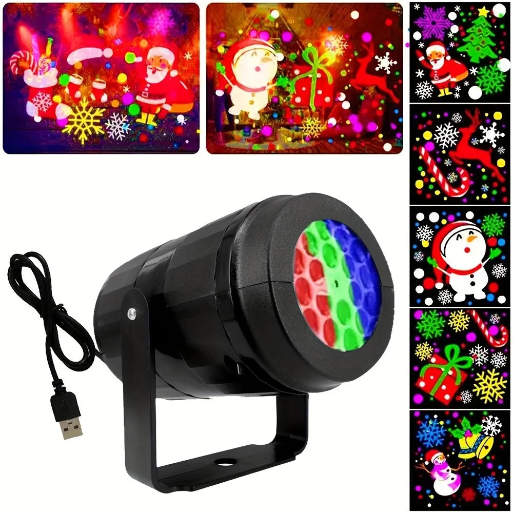 1 st. Sneeuwvlok‑kerst nachtprojector, 16 patronen, roterende kerst‑LED‑lichten, spatwaterbestendig (niet waterdicht), kerstdecoratie