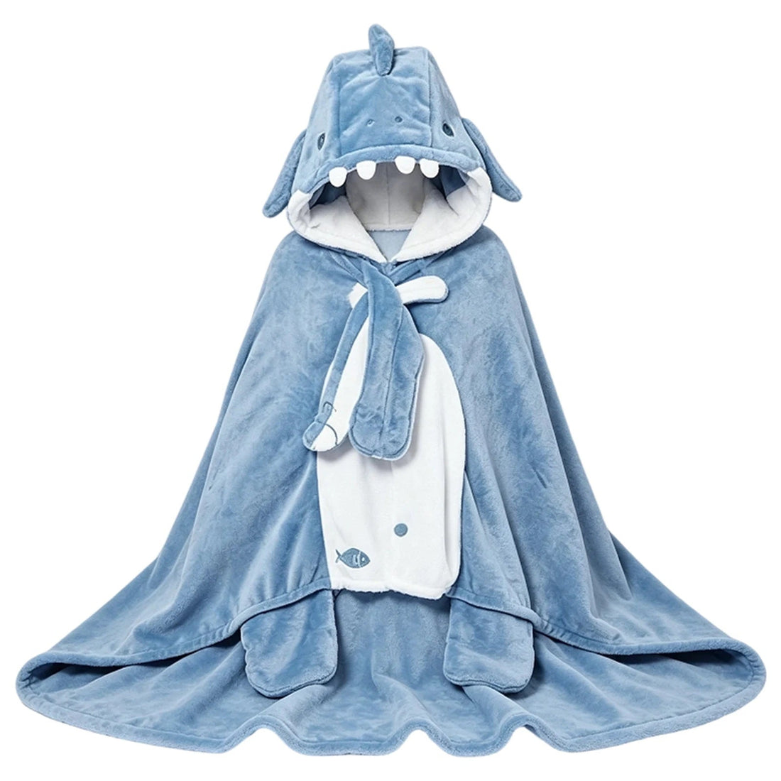 Manta con capucha de tiburón azul