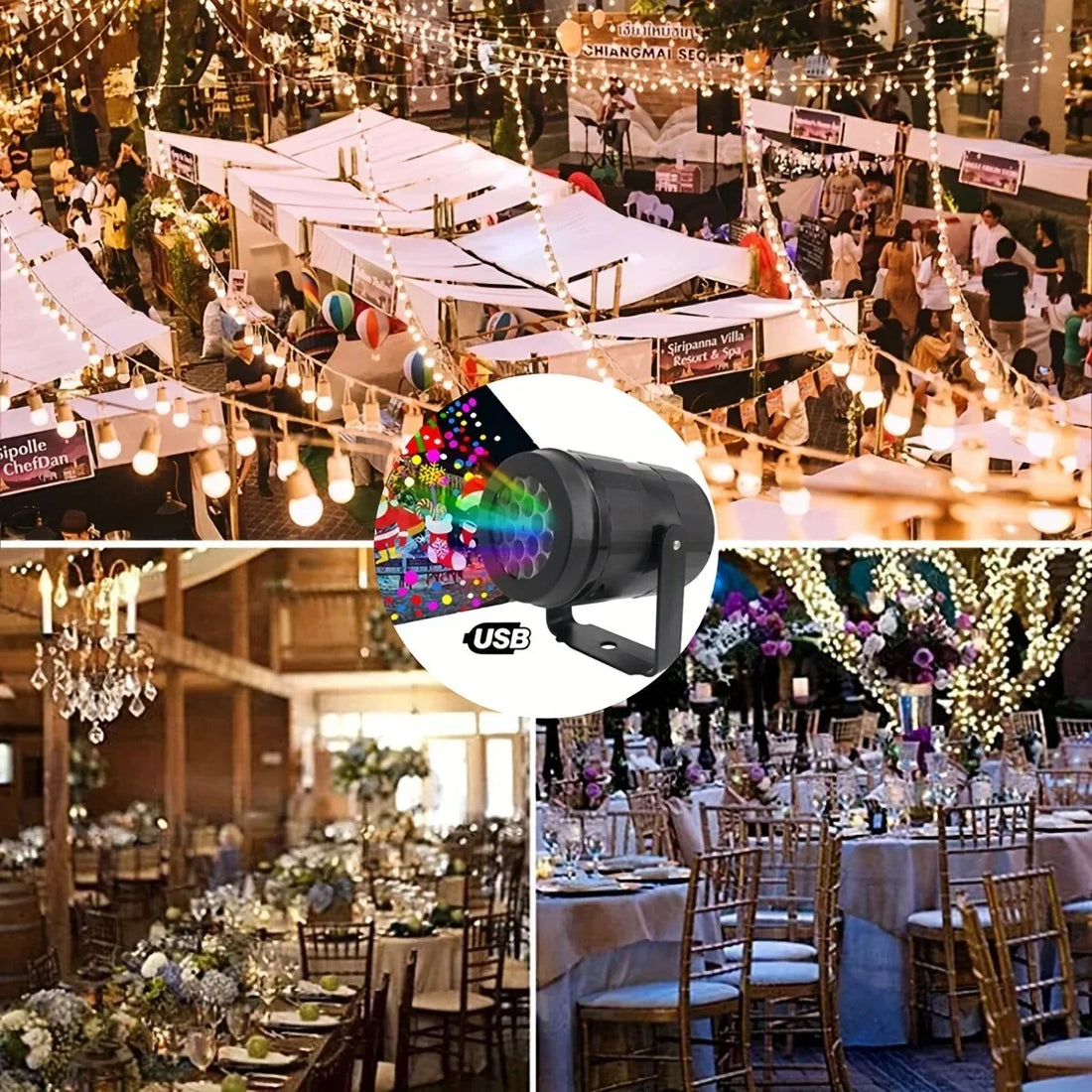 1 st. Sneeuwvlok‑kerst nachtprojector, 16 patronen, roterende kerst‑LED‑lichten, spatwaterbestendig (niet waterdicht), kerstdecoratie