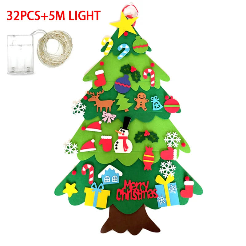 Classic green felt tree with 32 ornaments and 5 m lights