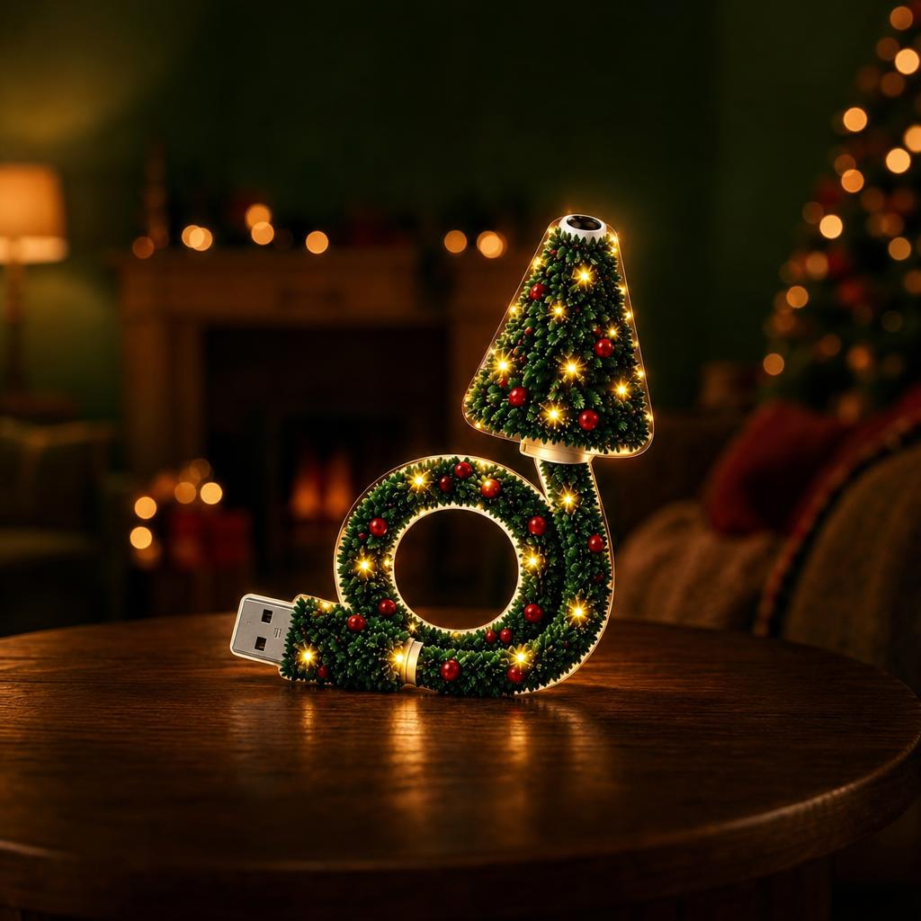 Árbol Mágico, proyector navideño USB, vista frontal